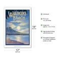 thumbnail image 2 of Waikiki Beach Hawaii - See the Moonrise In Paradise - Diamond Head Crater - Vintage Hawaiian Travel Poster by Kerne Erickson - Master Art Print (Unframed) 12in x 18in, 2 of 4
