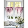 thumbnail image 4 of Pink Sheer Curtains 45 Inch Length 2 Panels Set, Summer Botanical Leaves Watercolor Voile Window Treatment Rod Pocket Small Kitchen Curtains Drapes for Bedroom 52"x45"x2, 4 of 7