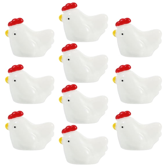 HOOWIFFY Set of 10 Small White Resin Chicken Figurines for Moss Terrariums, Garden Decor, Party Decorations and Miniature Landscapes