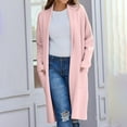 thumbnail image 4 of Baberdicy Cardigan Sweater Women's Autumn and Winter Solid Color Fashionable Thin Lapel Long Woolen Coat Casual Cardigan Women's Cardigans Pink, 4 of 7
