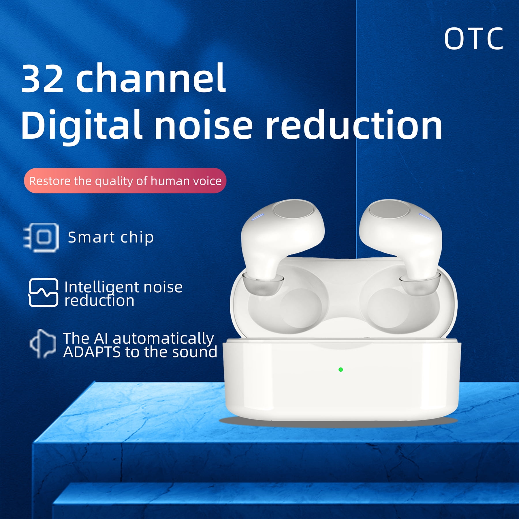 AuyeeSnc OTC Hearing Aids: 32-Channel Digital Chip,AI Adaptive,Noise Reduction,Portable Charge,Elder Hearing Amplifiers for Hearing Loss,4 Modes, 5 Volume Levels, 120Hrs