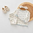 thumbnail image 6 of Splozh Cute Baby Outfits Girls Breathable Long Sleeved Home Clothes Cute Flower Pattern Homewear Set 2PCS Outfits,Blue,5-6 Years, 6 of 6