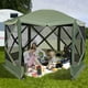 thumbnail image 2 of Costway Tienda de campaña plegable de 6 lados con 2 paneles de viento para acampar, color verde, 2 of 3
