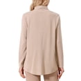 thumbnail image 3 of Suéter casual de punto con bolsillo y cuello alto para mujer Inspire Chic, de manga larga, otoño e invierno, talla S, color caqui, 3 of 6