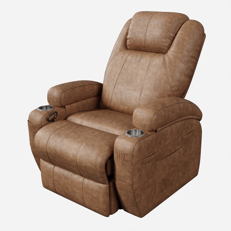 Homall 360° Swivel Rocking Recliner Massage Oversized Singal Sofa For Living Room Ergonomic High Backrest and Adjustable Recliner,PU Brown