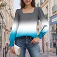 thumbnail image 4 of Jamicy Women's Ombre Square Neck Blouse with Ruffled Cuffs - Stylish Long Sleeve Casual Top for Women, 4 of 6