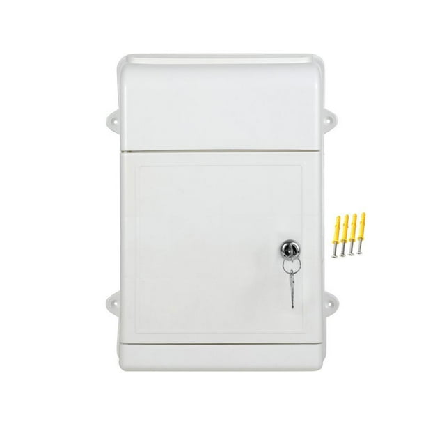 Buzón de pared práctico, impermeable, con parte trasera hueca, fácil de usar y con cerradura. Blanco