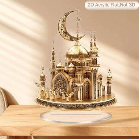 1Pc 2D Flat Acrylic, Magnificent Ramadan Mosque, Acrylic Sign Desktop Ornaments, Multipurpose Gift Signs for Home Decoration, Desktop Ornaments for Home and Office Bedroom