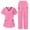 *Pink, variant on VBVC Women's 2 Piece Color Block Scrub Set,V-Neck Scrub Top and Cargo Pants,Ladies Brethable Nursing Uniform with Pockets,Purple,S-2XL