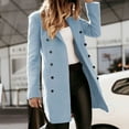 thumbnail image 6 of Uooqdmx Blazers for Women Suits Woman Artificial Wool Elegant Blend Coat Slim Female Long Coat Outerwear Jacket Blazers for Women Business Casual Blue L, 6 of 6