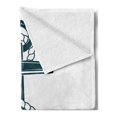 thumbnail image 2 of Navy White Soft Flannel Fleece Throw Blanket, Iconic Symbol of Maritime Nautical Anchor with a Rope Monochrome Art, Cozy Plush for Indoor and Outdoor Use, 60" x 80", Dark Teal and White, by Ambesonne, 2 of 5