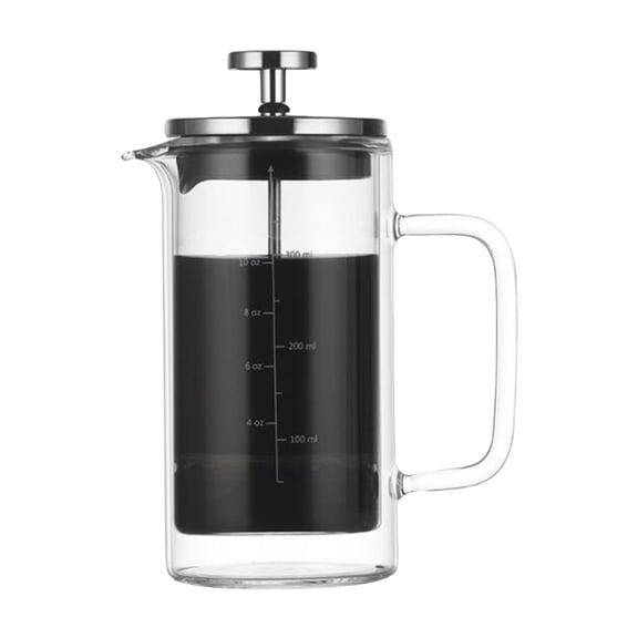 Shinysix Double Walled French Coffee Maker, Heat Resistant Borosilicate Glass Coffee Pot with Stainless Steel Filter