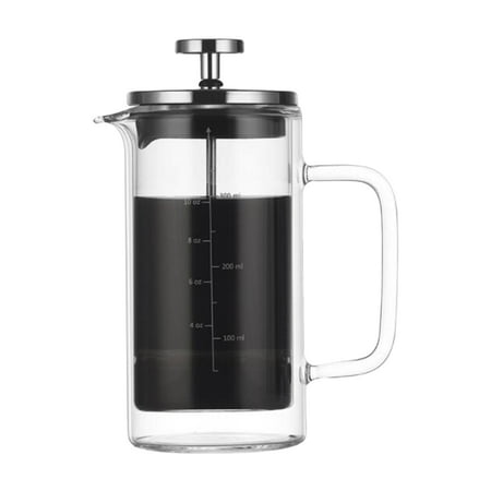 

10Oz Double Walled French Coffee Maker Heat Resistant Borosilicate Glass Coffee Pot With High-Density Stainless Steel Filter