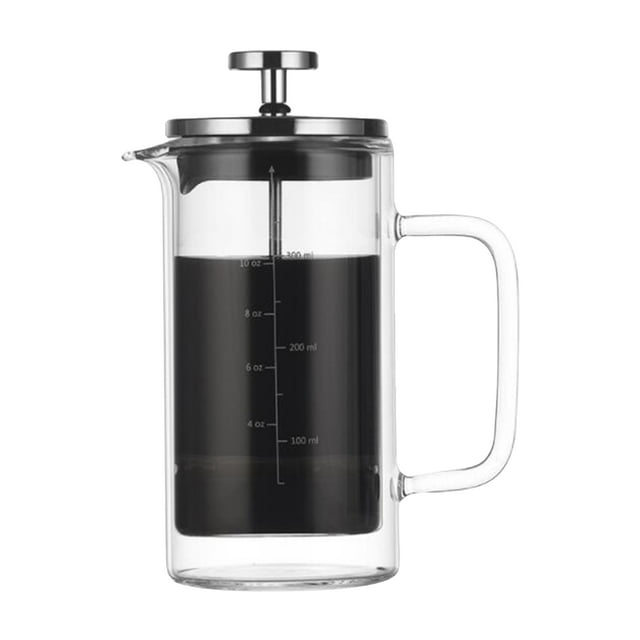 Cafetière à Pression Française à double Paroi de 10 oz, Cafetière en Verre Borosilicaté Résistant à la Chaleur avec Filtre en Acier Inoxydable à Haute Densité