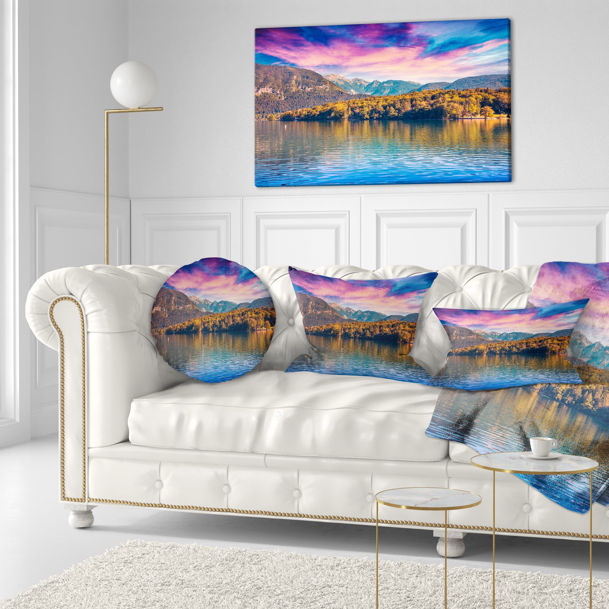 Designart Bohinj Lake in Triglav National Park - Landscape Printed Throw Pillow - 12x20