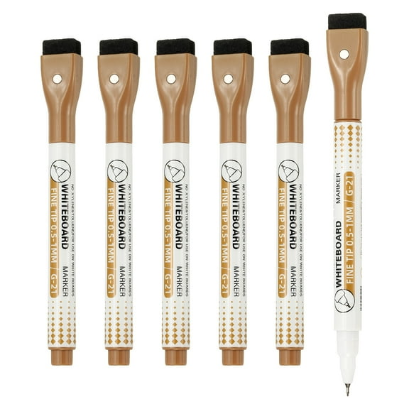 Magnetic Whiteboard Pen, 0.5-1mm Fine Tip Dry Erase Orange Markers, 6 Pcs