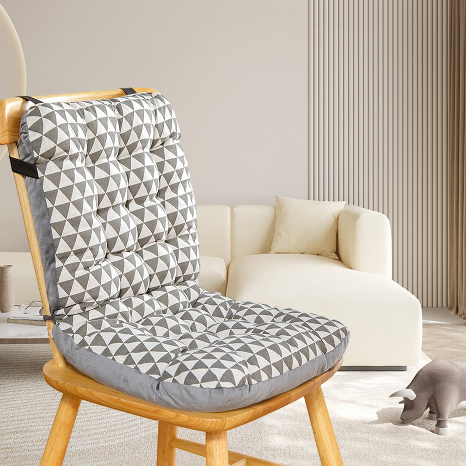 Sahpxhe Rocking Seat Cushion with Ties, Soft High Back Chair Cushion for Patio Furniture,Office 16.38X17.55X12.87 Inch Gray