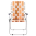 thumbnail image 5 of Set of 2 Webbed Folding Beach Chairs, Outdoor Patio Lawn Foldable Chairs for Camping Fishing Yard Poolside BBQ, Orange & White, 5 of 14