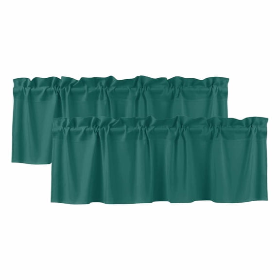 2 Pack Aventurine Valance for Window Emerald Green Solid Color Kitchen Valance Rod Pocket Short Curtain Topper Decorative Window Treatment for Living Room Bedroom 60"x18"