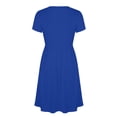 thumbnail image 4 of Gealkoca Maxi Dress for Women Wrap V Neck Short Sleeve Summer Casual Elegant Flowy Long Dresses Summer Solid Color Beach Vacation Pleated Dress, 4 of 7