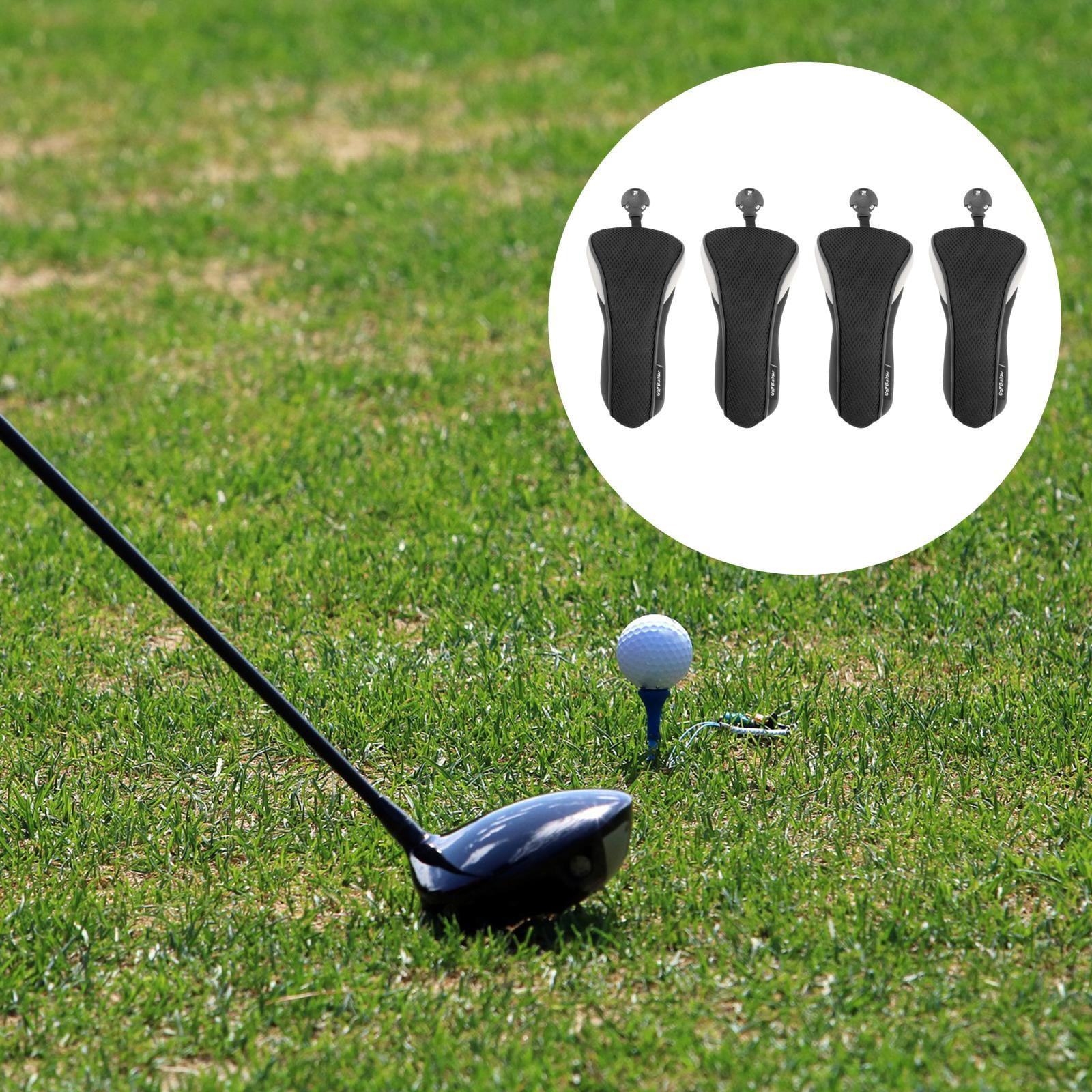 QccHieUs 4 Pieces Golf Hybrid Club Head Covers W/No.Tag Utility Presents Light for Driver Black