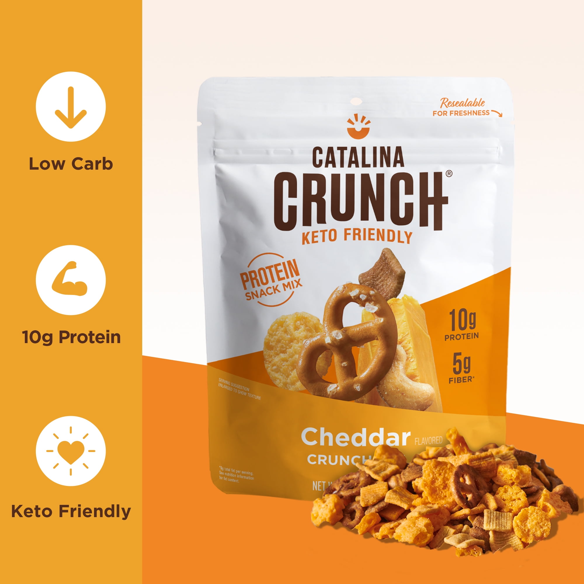 Catalina Crunch Mix Cheddar Keto Snack Mix | Keto Friendly, Low Carb, Protein Snacks, 5.25 Oz (Pack Of 3)