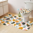 thumbnail image 4 of Summer Tropical Plant Bathroom Rugs Set Yellow Pink Leaf Pastoral Style Non Slip Absorbent Soft Bath Mats 3 Piece Set with Bathroom Rug, U-Shaped Floor Mat, Toilet Seat Cover Large Size, 4 of 9