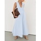 thumbnail image 4 of Vestido largo Ardrem sin mangas con cuello redondo fruncido y bolsillos, azul, 4 of 5