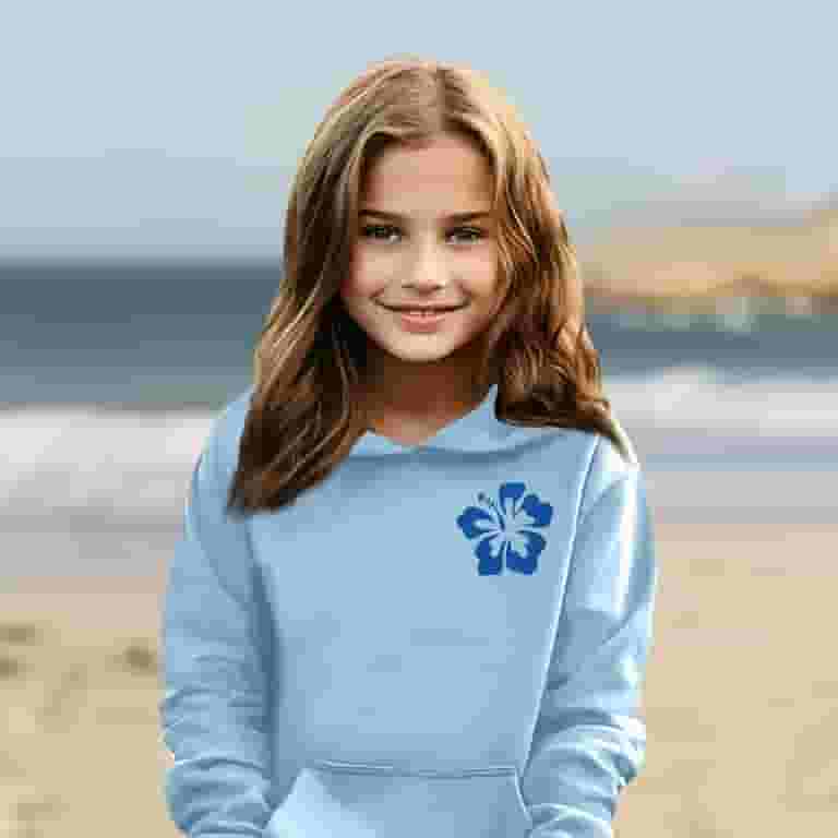 JULMCOMO Light Blue Palm Puff Hoodie Kids 10-12 Long Sleeve JULMCOMO Light Blue Palm Puff Hoodie Kids 10-12 Long Sleeve