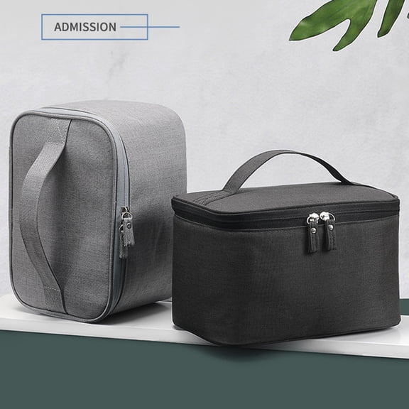 OULII Portable Grey Cosmetic Storage Bag Waterproof Design for Travel and Outdoor