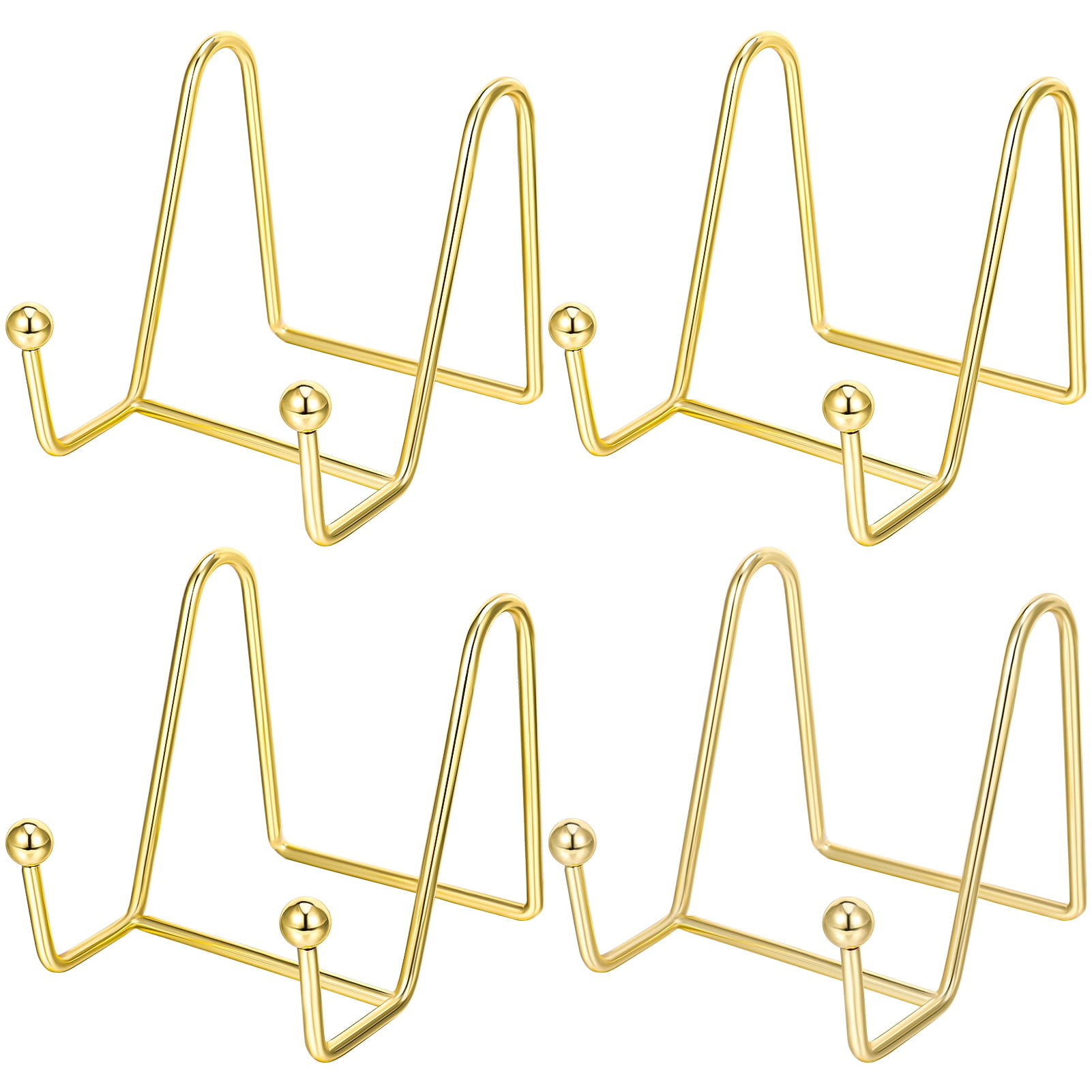 HEQUSIGNS 4Pcs Iron Display Stand, Gold Iron Stand Easel Plate Display Photo Holder,  Frames Decorative Plates for Tablets and Art