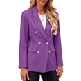 thumbnail image 4 of Cmfcve Women's Double Breasted Blazer Jacket Lapel Collar Long Sleeve Oversized Dressy Casual Suit Coat, 4 of 7