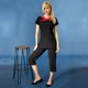 thumbnail image 2 of Premier - Túnica uniforme Ivy de trabajo para salón de bella o spa para mujer señora (cuello en contraste) (Negro/Rojo Frambuesa), 2 of 2