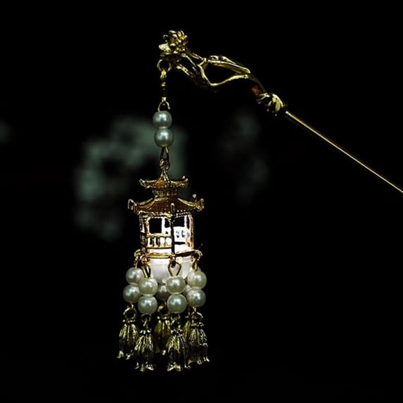 Fashion Ancient Style Handmade Palace Lantern Hair Styling Tools Hairpin Hair Sticks Hair Accessories WHITE