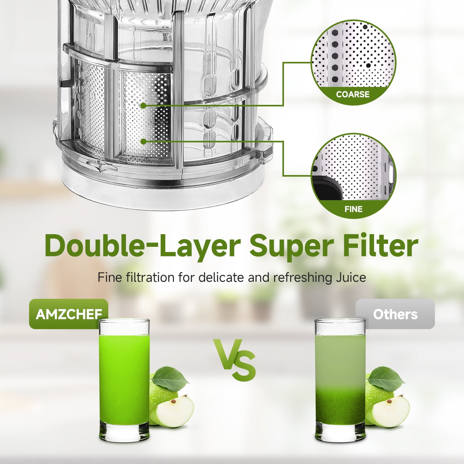 Aobosi Cold Press Juicer with 5.2” Wide Feed Chute, 400W Slow Masticating Juicer Machine, Easy to Clean, Reverse Function for Fruits & Vegetables