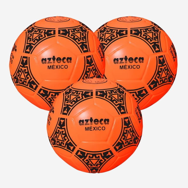 3pz Balon Fútbol Azteca No5 Adulto Panel 32 Reforz Todo Terreno, Naranja
