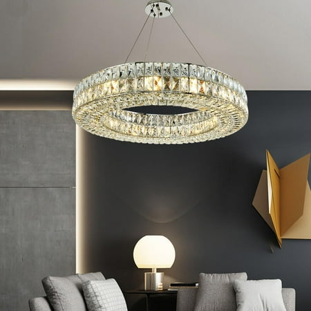 

SJIGUANGZ Crystal Chandelier Modern Luxury Ring Chandelier Pendant Ceiling Lighting Fixture for Dining Room Foyer Entryway Family Room 43inch