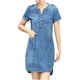 thumbnail image 1 of Vestido de mujer Vestido de mezclilla desgastado con cuello en V delgado de manga corta a la moda Pompotops  ghjkhdj16923, 1 of 9