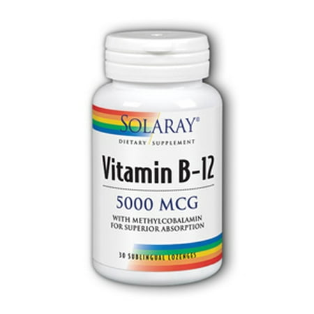 La vitamine B-12 5000mcg sublinguale Solaray 30 Pastille