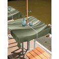 thumbnail image 6 of Outdoor Tablecloth with Umbrella Hole, Sage Green Striped Spillproof Waterproof Outdoor Table Cover, Modern Abstract Art Wave Moire Gradient Patio Tablecloths for Party/Garden/Picnic, Square 54"x54", 6 of 9