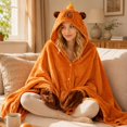thumbnail image 2 of Capybara Wearable Blanket Hoodie,Capybara  Warm Flannel Blanket with Sleeves Blanket Hoodie  for Adult  Travel (Brown Capybara), 2 of 6