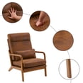 thumbnail image 4 of Tcbosik High Back Mid-Century Modern Armchair, Bronzing Cloth Upholstered Lounge Chair with Solid Wood Frame and Waist Pillow for Living Room, Study, or Balcony (Brown), 4 of 9
