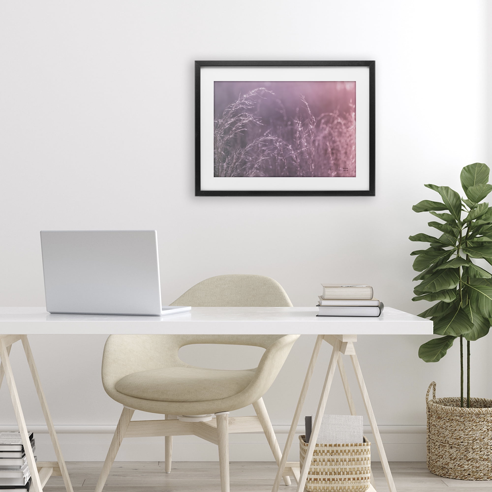 Stupell Industries Pink Meadow at Dawn Black Framed Print Under Glass, design by Nathan Larson