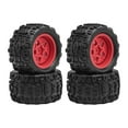 thumbnail image 3 of 4 Pack RC Crawler Tires RC Wheels and Tires Hubs Aggressive Tooth Pattern for 1:18 Scale Monster Truck Toys, 3 of 9