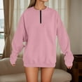 thumbnail image 2 of UJNDER Women's Fashion Casual Round Neck Zipper Hoodies for Women Solid Color Pink XXXL, 2 of 4
