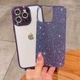 thumbnail image 3 of Compatible with iPhone 13 Pro Max Clear Case, Luxury Glitter Cute Bling Clear Phone Case for Women Girls Soft TPU Shockproof Camera Protective Back Cover Case - Purple, 3 of 10