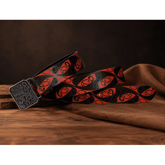 CINNI LEATHER Men’s Designer Genuine Leather Belt Red & Black Pattern