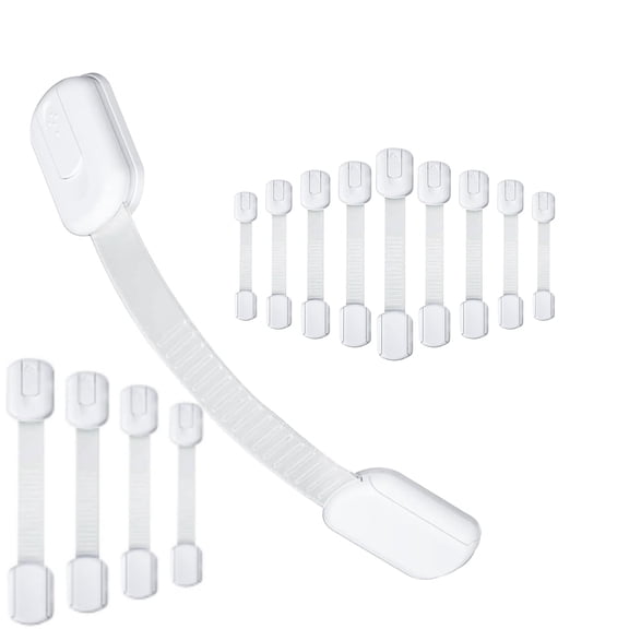 Cabinet Locks Baby Proofing,14pcs Child Safety Cabinet Locks,Adjustable Strapbaby Proof Cabinet Locks,Childproof Cabinet Locks,No Drilling Required Child Locks for Toilet and Fridge & More