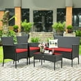 thumbnail image 4 of Costway 4PCS Patio Rattan Furniture Set Cushioned Sofa Coffee Table Backyard Porch Red, 4 of 12