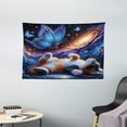 thumbnail image 2 of Ambesonne Cat Tapestry Wall Hanging, Butterfly and Kitten Galaxy, 60"x40", Azure Blue Orange Purple, 2 of 4